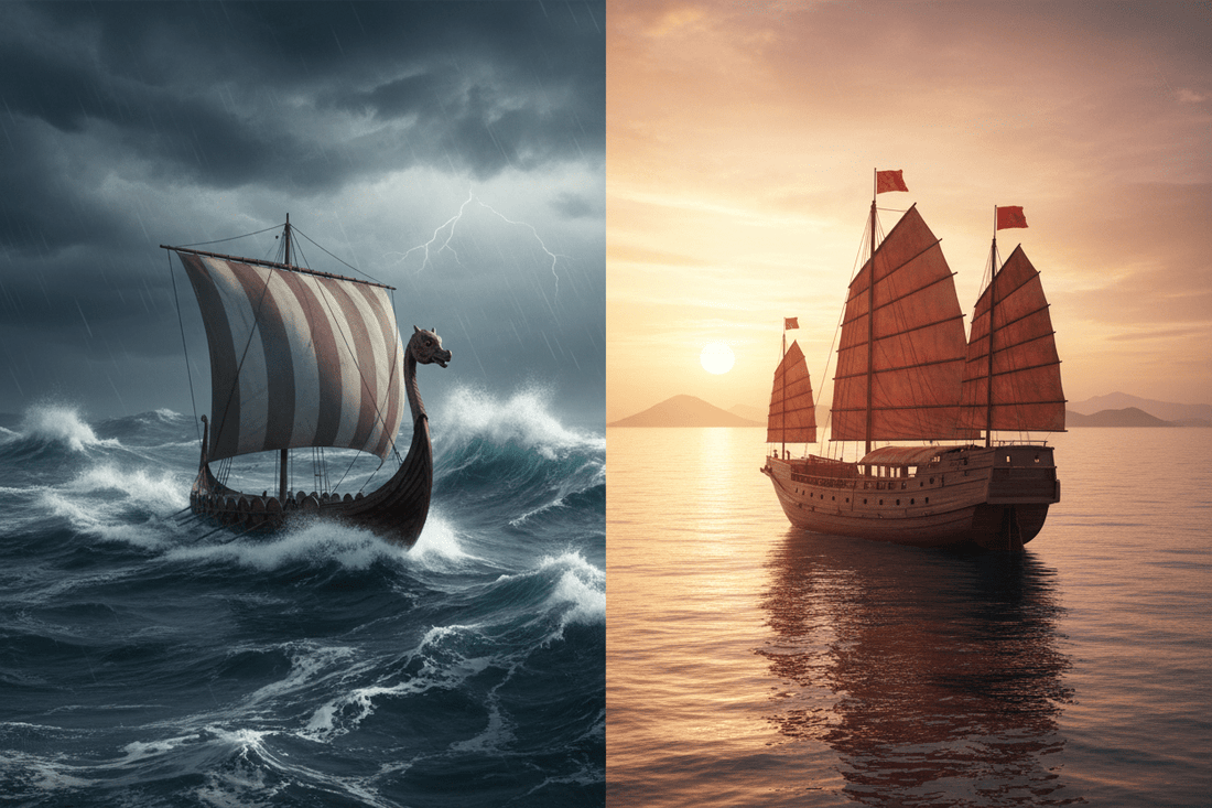 ¿Modelo de barco vikingo o junco chino? Dos grandes civilizaciones marítimas y una elección clara para coleccionistas - Ocean Relic Studio