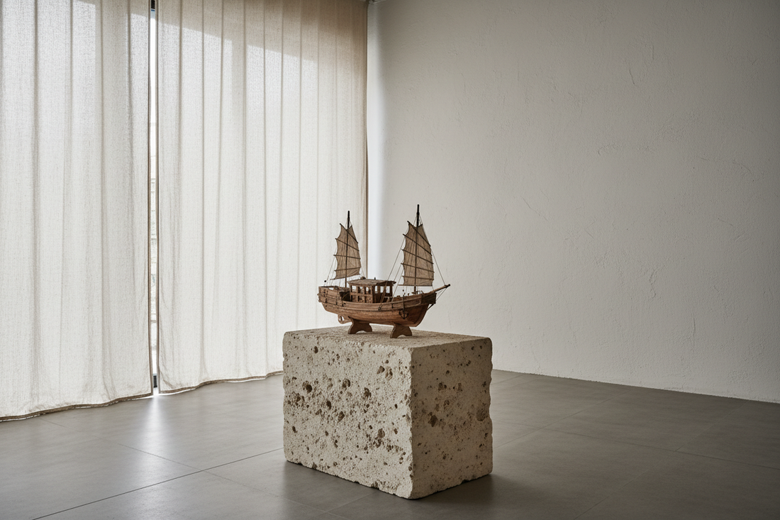 Wabi-Sabi Meets the Sea: Styling a Ship Model in a Minimalist or Japanese-Inspired Interior