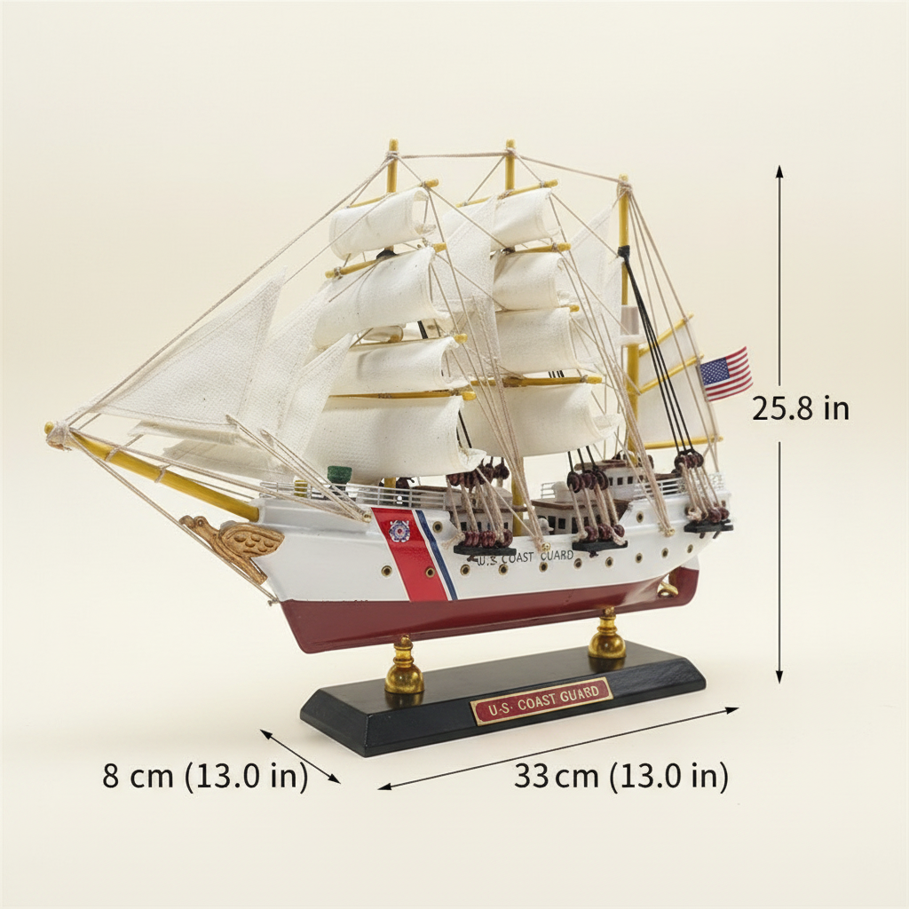 Modello U.S. Coast Guard in legno – veliero americano con polena ad aquila