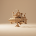 Steampunk Fantasy Submarine Wooden 3D Puzzle Kit – full side profile view showing complete hull silhouette