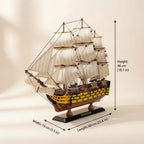 HMS Victory ship model dimensions – 60cm L x 14cm W x 46cm H – handcrafted wooden British warship scale model