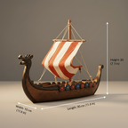 Viking longship resin ship model dimensions: 30 cm L × 10 cm W × 20 cm H (11.8 in × 3.9 in × 7.9 in)