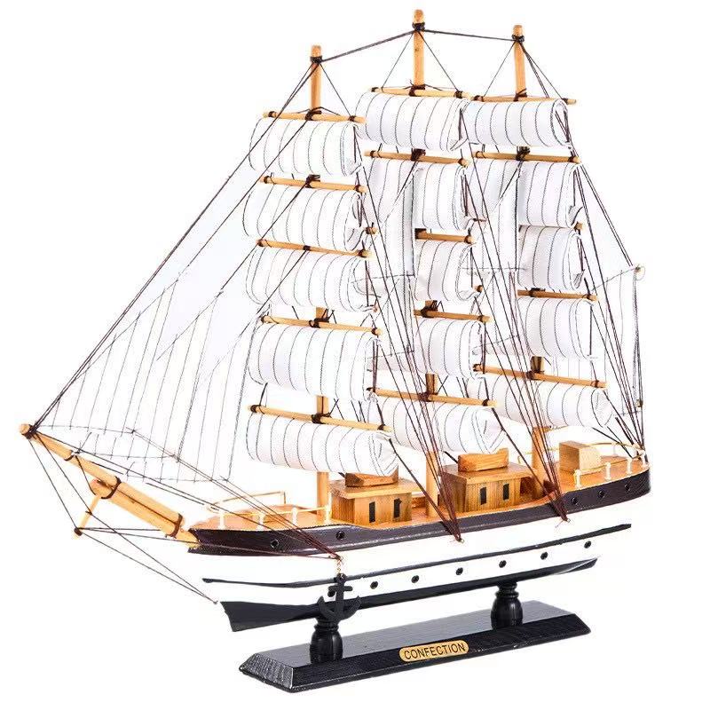 Handcrafted Three-Mast Sailing Ship Model – "Confection" Wooden Nautical Decor