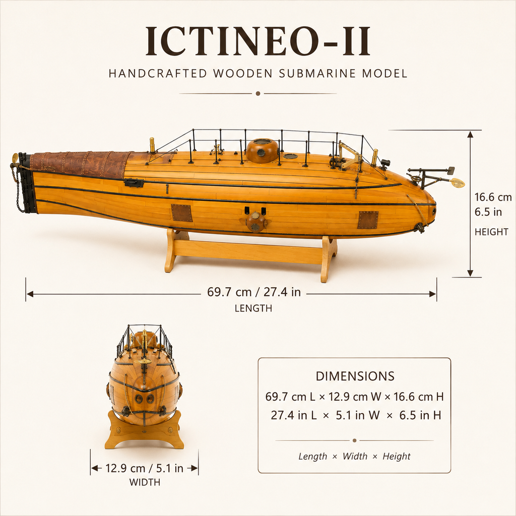 Ictineo II Submarine Wooden Ship Model Kit – 1:28 Scale Historic Spanish Submarine