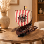 Viking Drakkar Wooden Ship Model – Handcrafted Norse Longship
