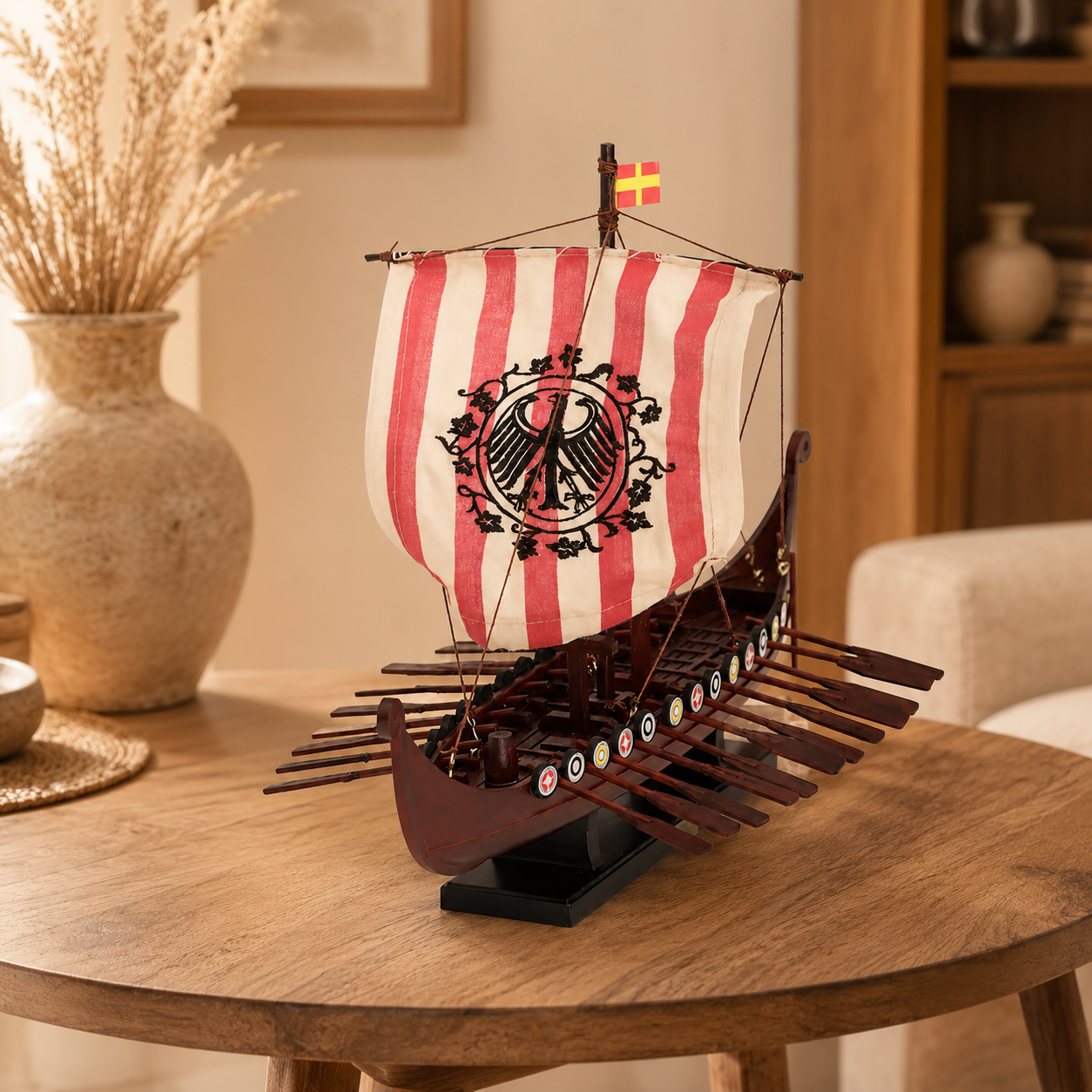 Viking Drakkar Wooden Ship Model – Handcrafted Norse Longship
