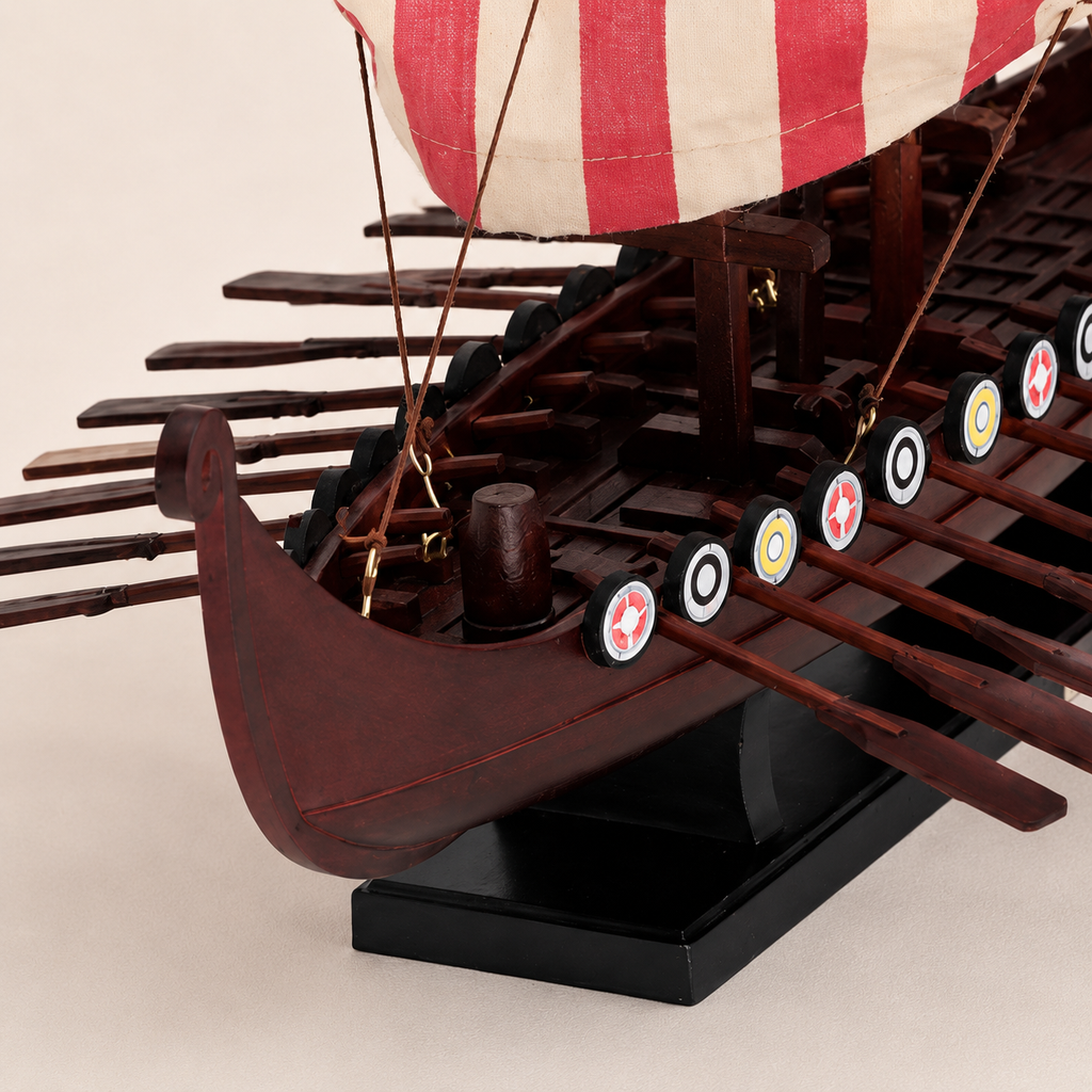 Viking Drakkar Wooden Ship Model – Handcrafted Norse Longship