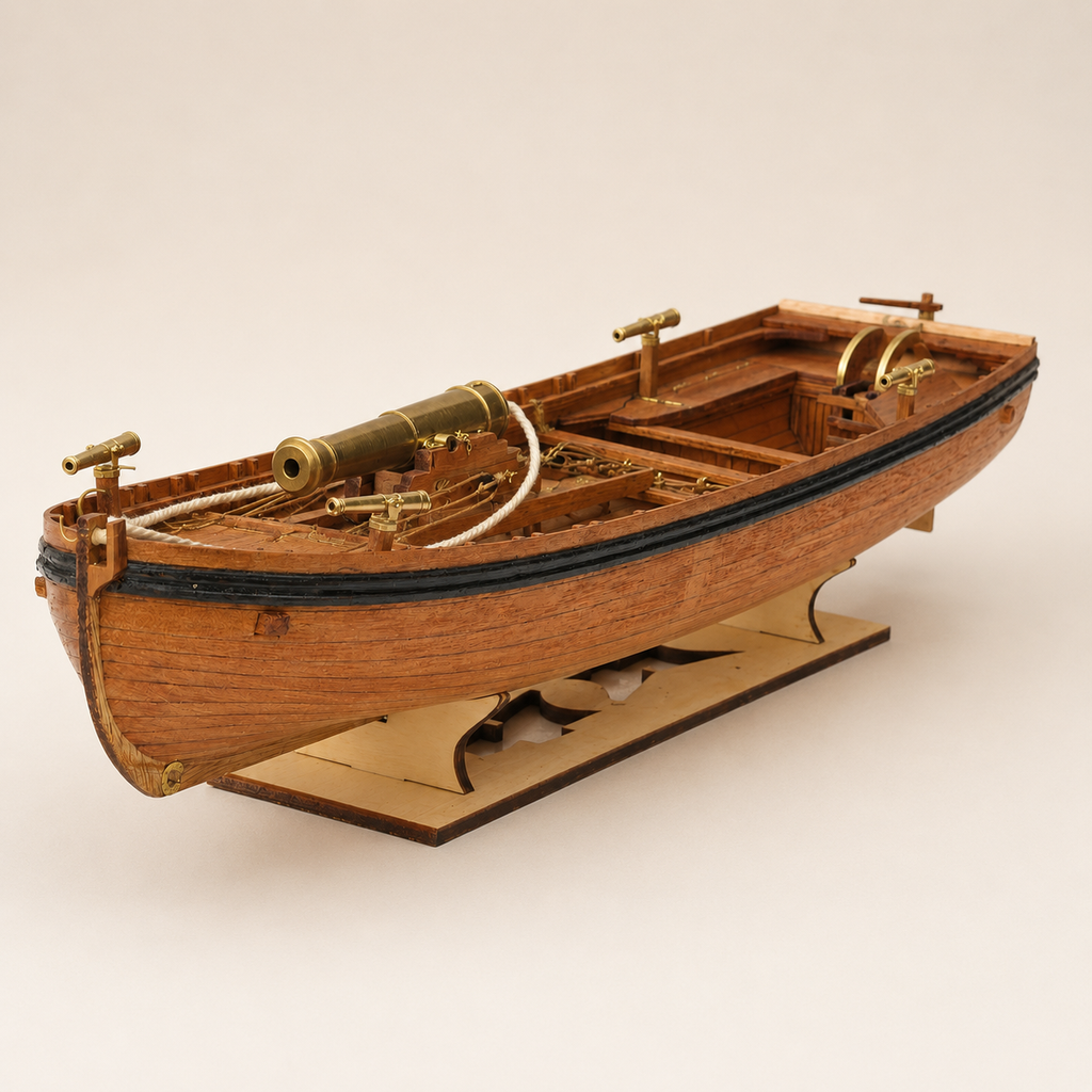 42ft Kanonenboot Holzschiffsmodellbausatz – 1:36 Maßstab Vollspant bewaffnetes Langboot