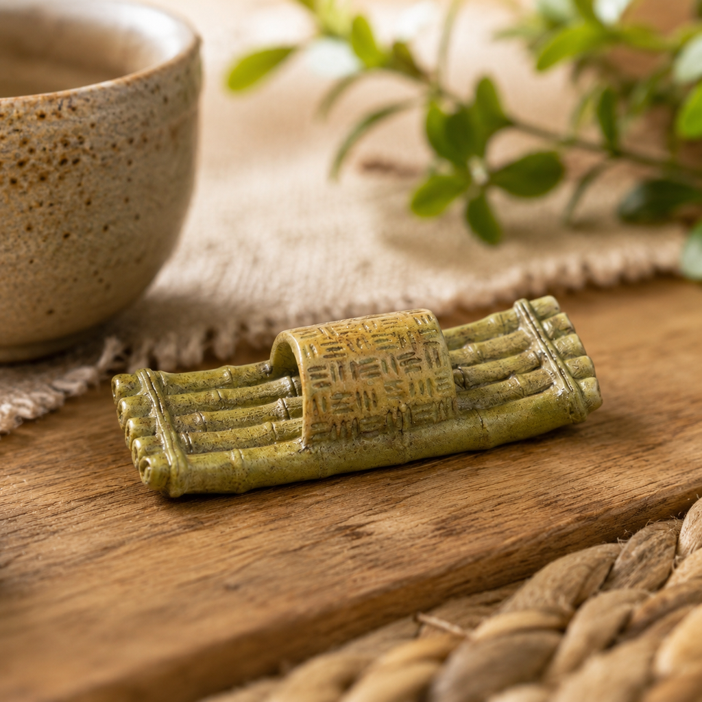 Miniature Bamboo Raft Resin Model – Ancient Chinese Vessel 4.1 cm