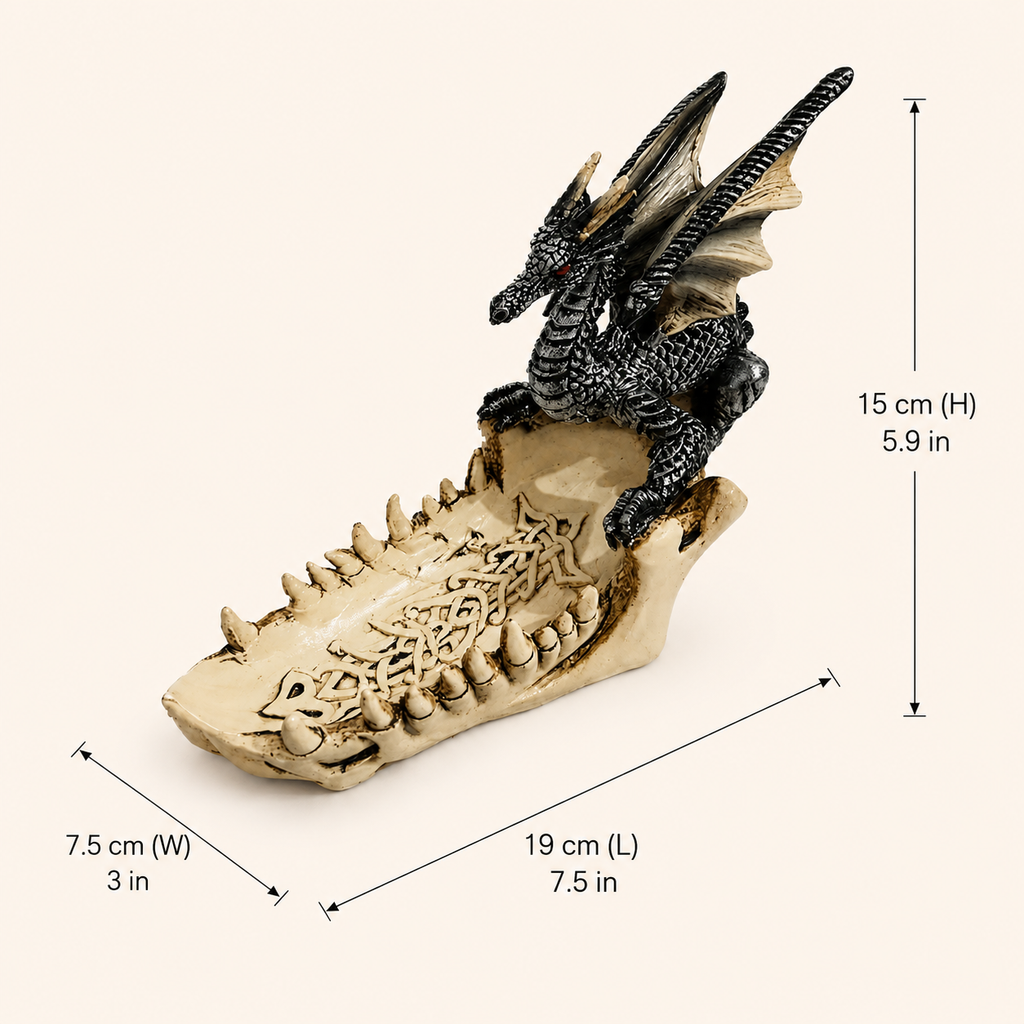 Modello di nave con drago leggendario – Scultura in resina di drago gotico
