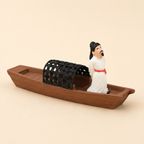 Gelehrter auf Flussboot Kunstharz-Schiffsmodell – Altchinesische Figur