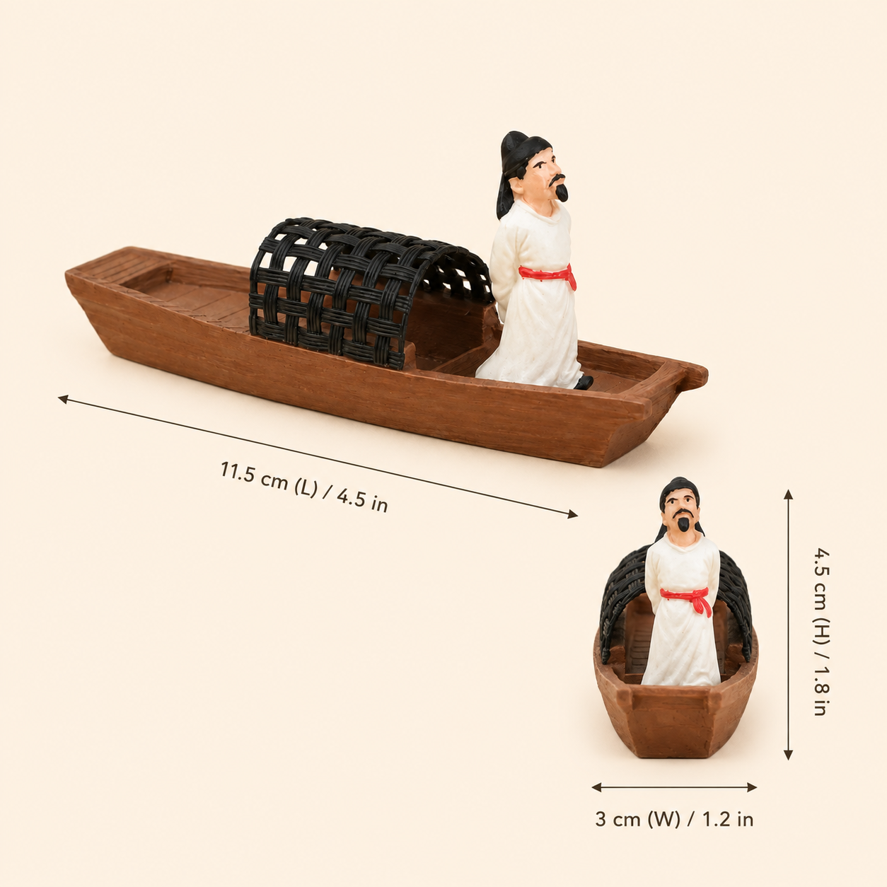 Gelehrter auf Flussboot Kunstharz-Schiffsmodell – Altchinesische Figur