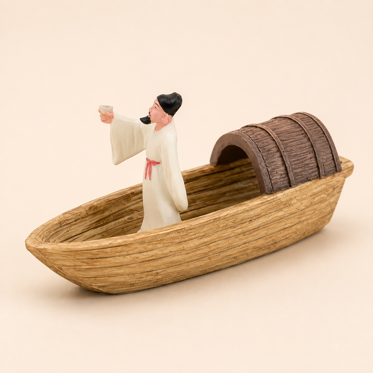 Poet on River Boat Resin Ship Model – Ancient Chinese Figure