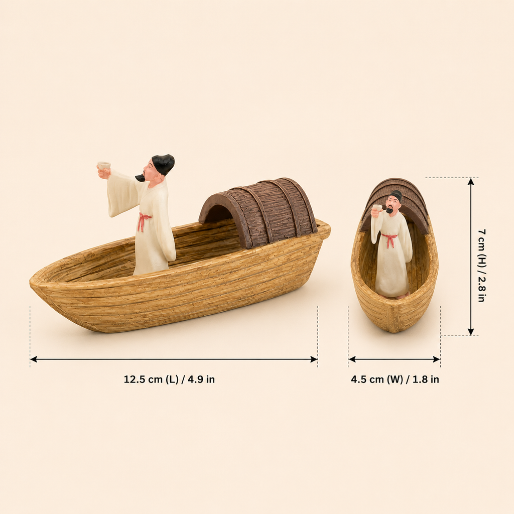 Poet on River Boat Resin Ship Model – Ancient Chinese Figure