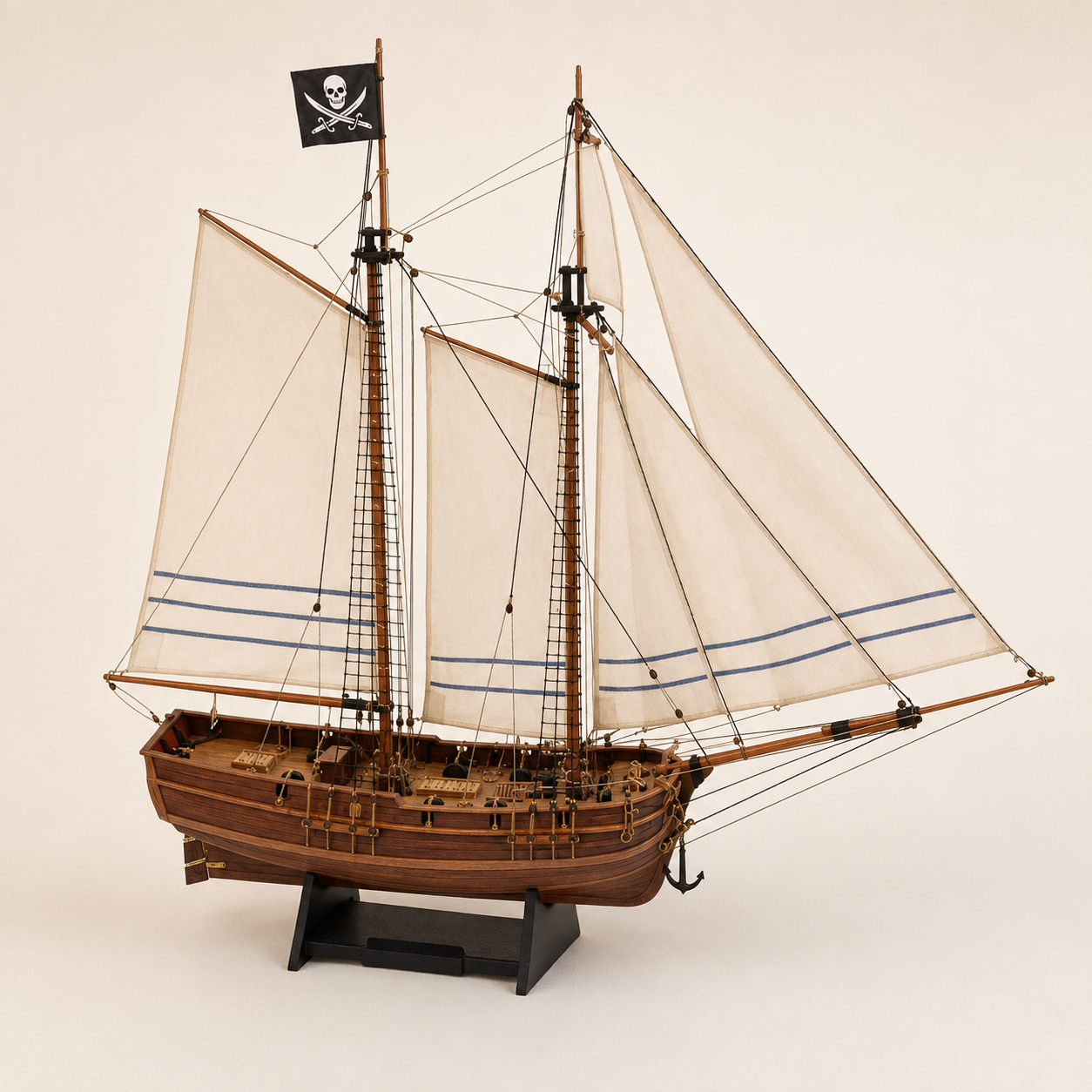 Kit di modellismo navale in legno Nave pirata d'avventura – scala 1:60, goletta a due alberi