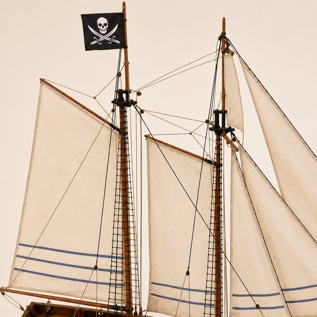 Kit di modellismo navale in legno Nave pirata d'avventura – scala 1:60, goletta a due alberi