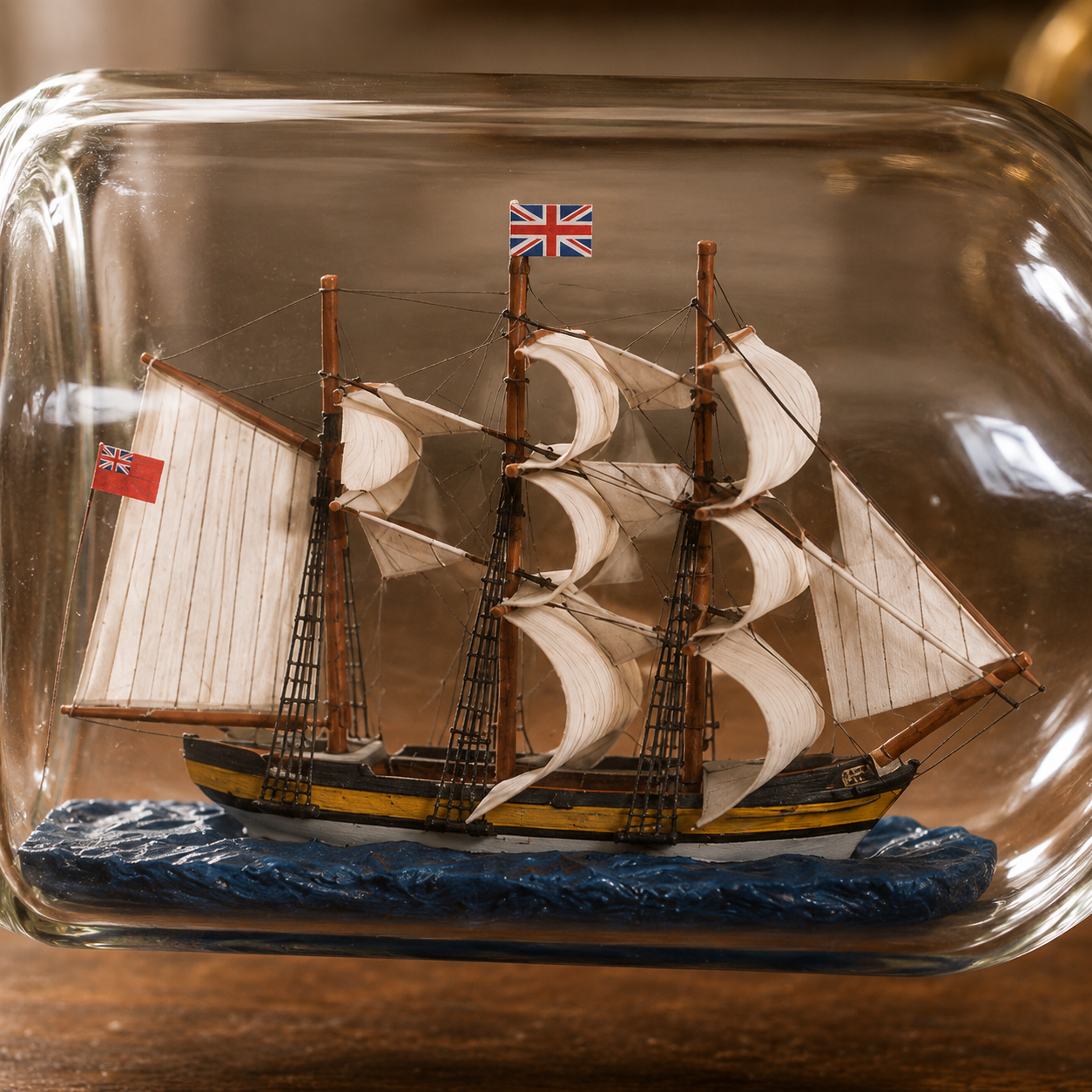 HMB Endeavour Ship in a Bottle – Large Display 23 cm