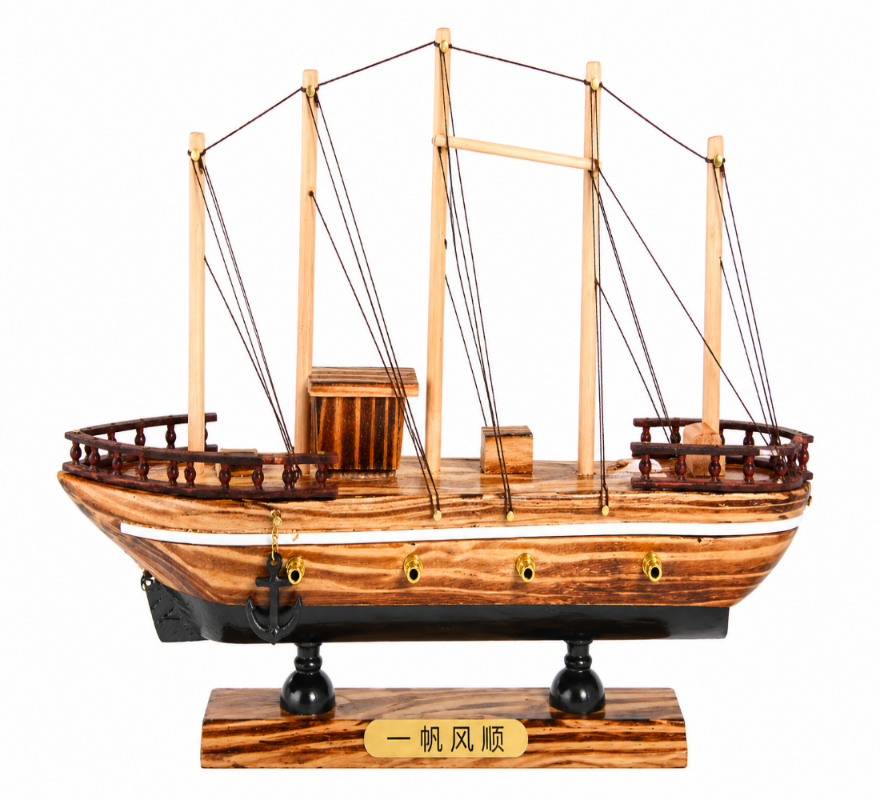 Handcrafted Chinese Junk Ship Model – "Yi Fan Feng Shun" Wooden Nautical Decor