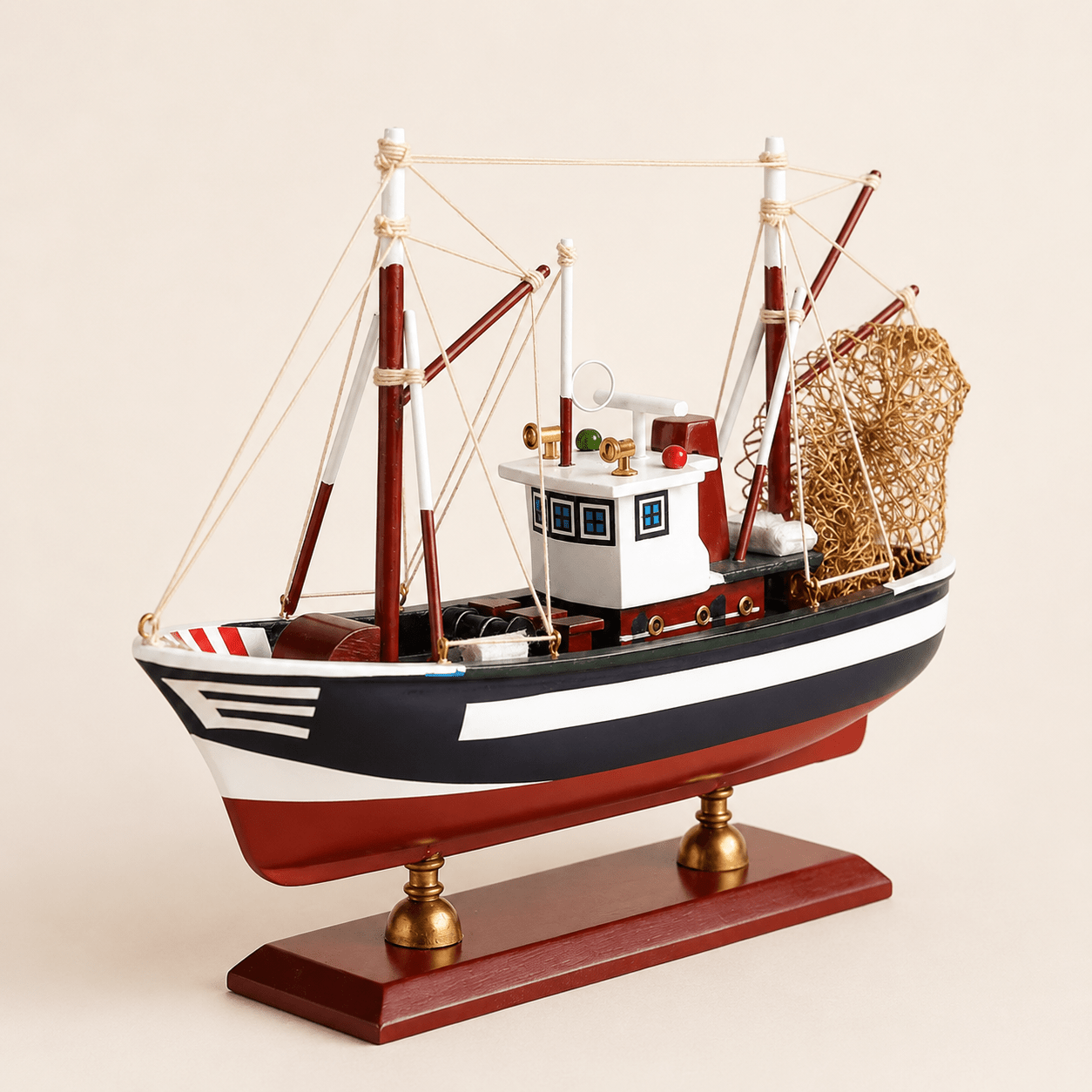 American Shrimp Boat Wooden Ship Model – Handcrafted Coastal Fishing Vessel - Ocean Relic Studio- Handcrafted Wooden Ship Model