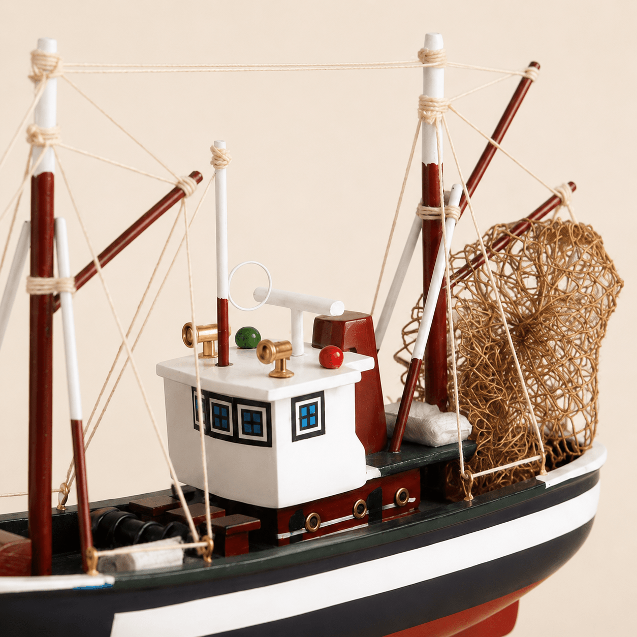 American Shrimp Boat Wooden Ship Model – Handcrafted Coastal Fishing Vessel - Ocean Relic Studio- Handcrafted Wooden Ship Model