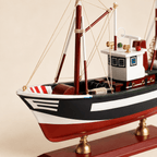American Shrimp Boat Wooden Ship Model – Handcrafted Coastal Fishing Vessel - Ocean Relic Studio- Handcrafted Wooden Ship Model