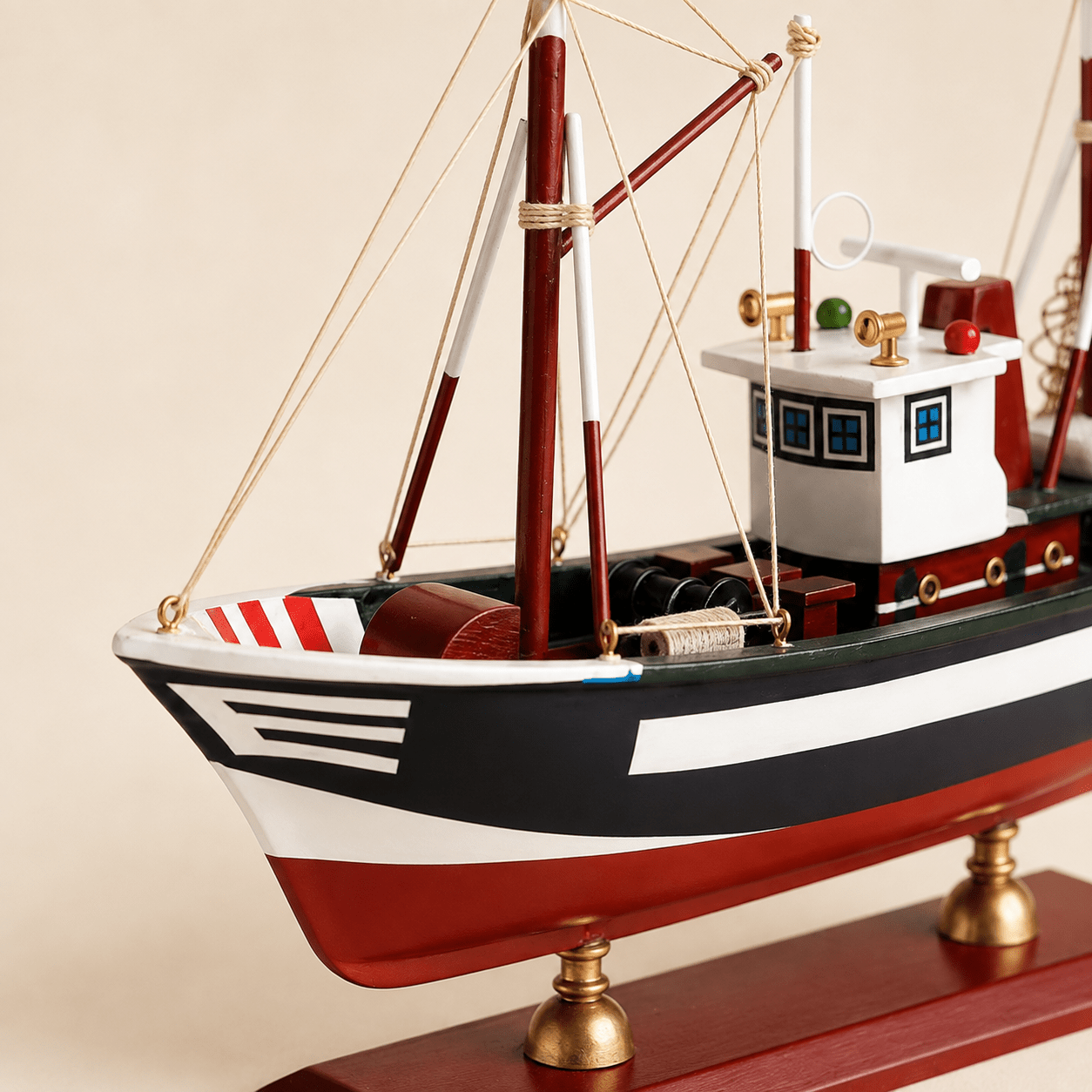 American Shrimp Boat Wooden Ship Model – Handcrafted Coastal Fishing Vessel - Ocean Relic Studio- Handcrafted Wooden Ship Model