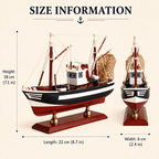 American Shrimp Boat Wooden Ship Model – Handcrafted Coastal Fishing Vessel - Ocean Relic Studio- Handcrafted Wooden Ship Model