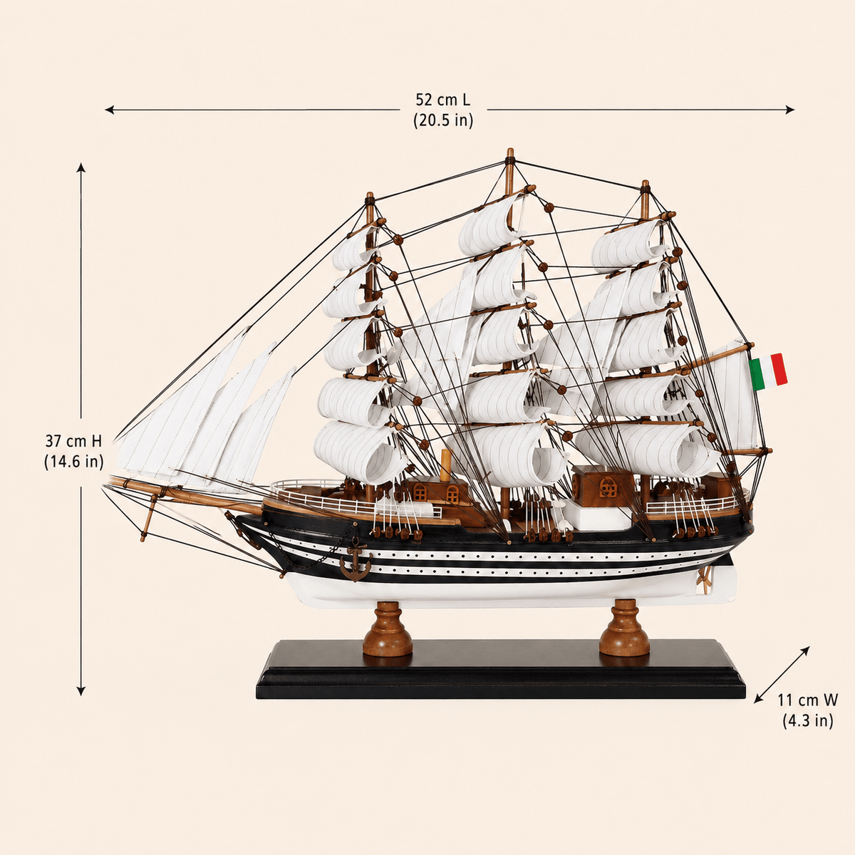 Amerigo Vespucci Italian Tall Ship Model – Premium 52 cm - Ocean Relic Studio