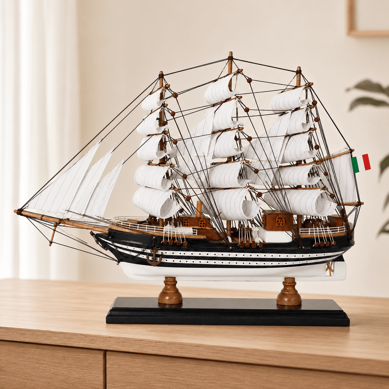 Amerigo Vespucci Italian Tall Ship Model – Premium 52 cm - Ocean Relic Studio- Handcrafted Wooden Ship Model