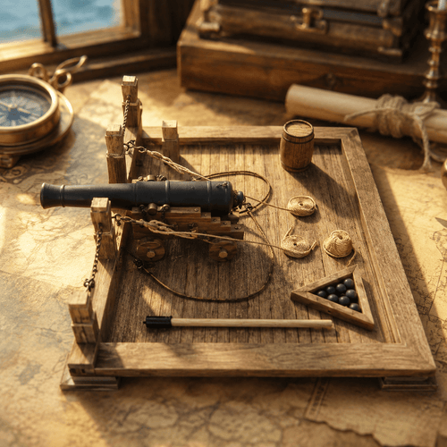 Ancient Naval Cannon Wooden Model Kit – 1:30 Scale Deck Diorama - Ocean Relic Studio