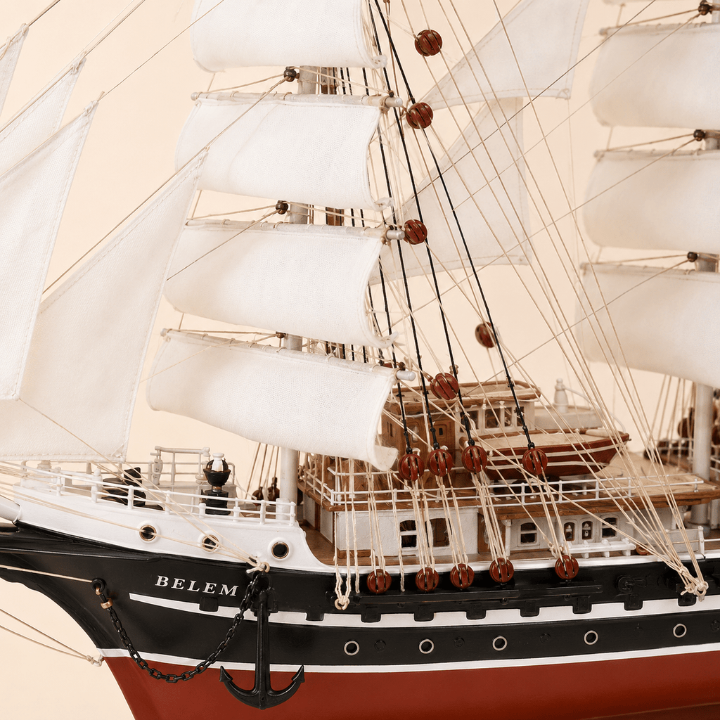 Belem French Tall Ship Wooden Model – Premium 52 cm - Ocean Relic Studio