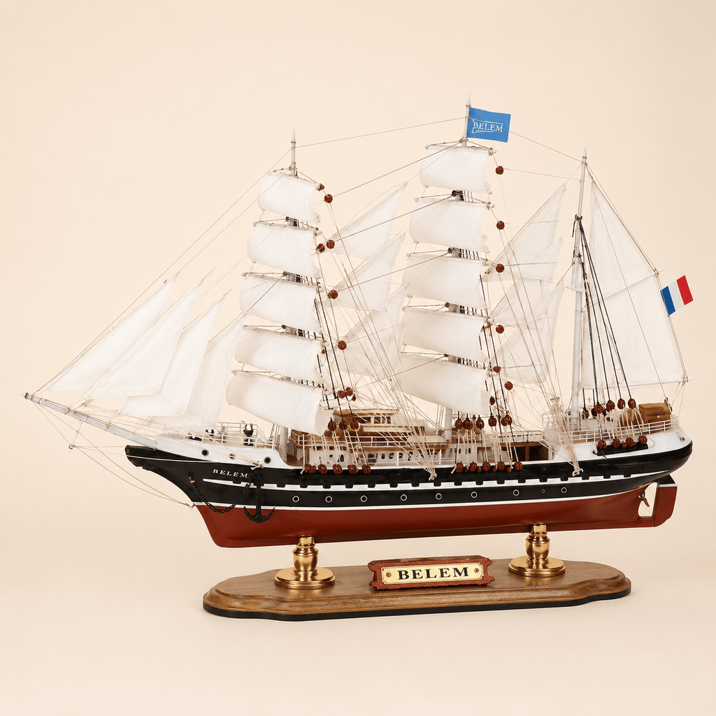 Belem French Tall Ship Wooden Model – Premium 52 cm - Ocean Relic Studio