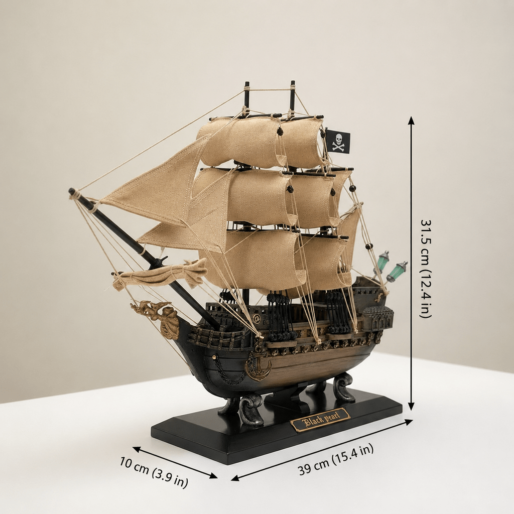 Black Pearl Pirate Ship Resin Model – Nautical Collectible - Ocean Relic Studio- Handcrafted Wooden Ship Model