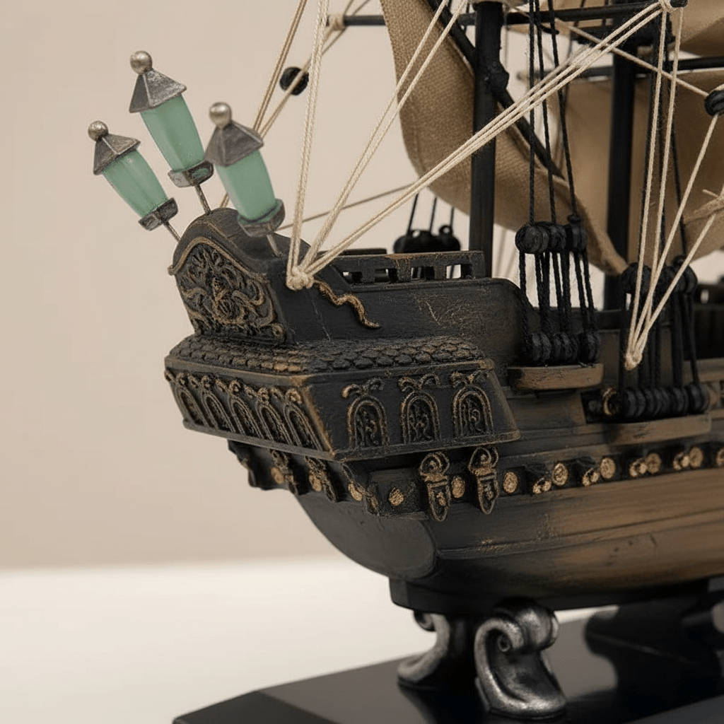Black Pearl Pirate Ship Resin Model – Nautical Collectible - Ocean Relic Studio- Handcrafted Wooden Ship Model