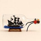 Black Pearl Ship in a Bottle – Pirate Ship Nautical Decor - Ocean Relic Studio- Handcrafted Wooden Ship Model