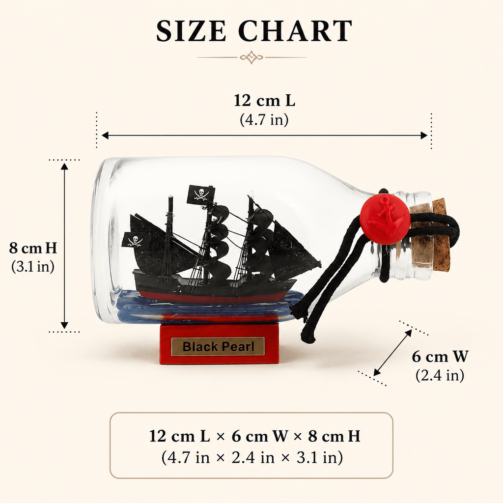 Black Pearl Ship in a Bottle – Pirate Ship Nautical Decor - Ocean Relic Studio- Handcrafted Wooden Ship Model