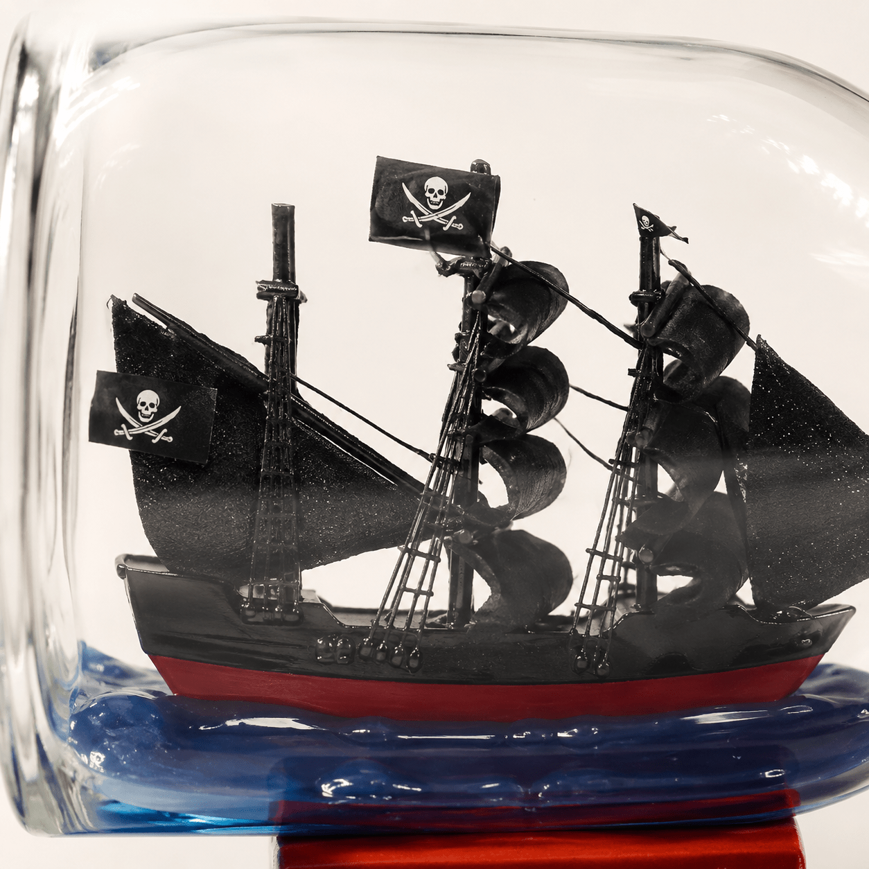 Black Pearl Ship in a Bottle – Pirate Ship Nautical Decor - Ocean Relic Studio- Handcrafted Wooden Ship Model