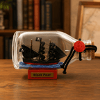 Black Pearl Ship in a Bottle – Pirate Ship Nautical Decor - Ocean Relic Studio- Handcrafted Wooden Ship Model