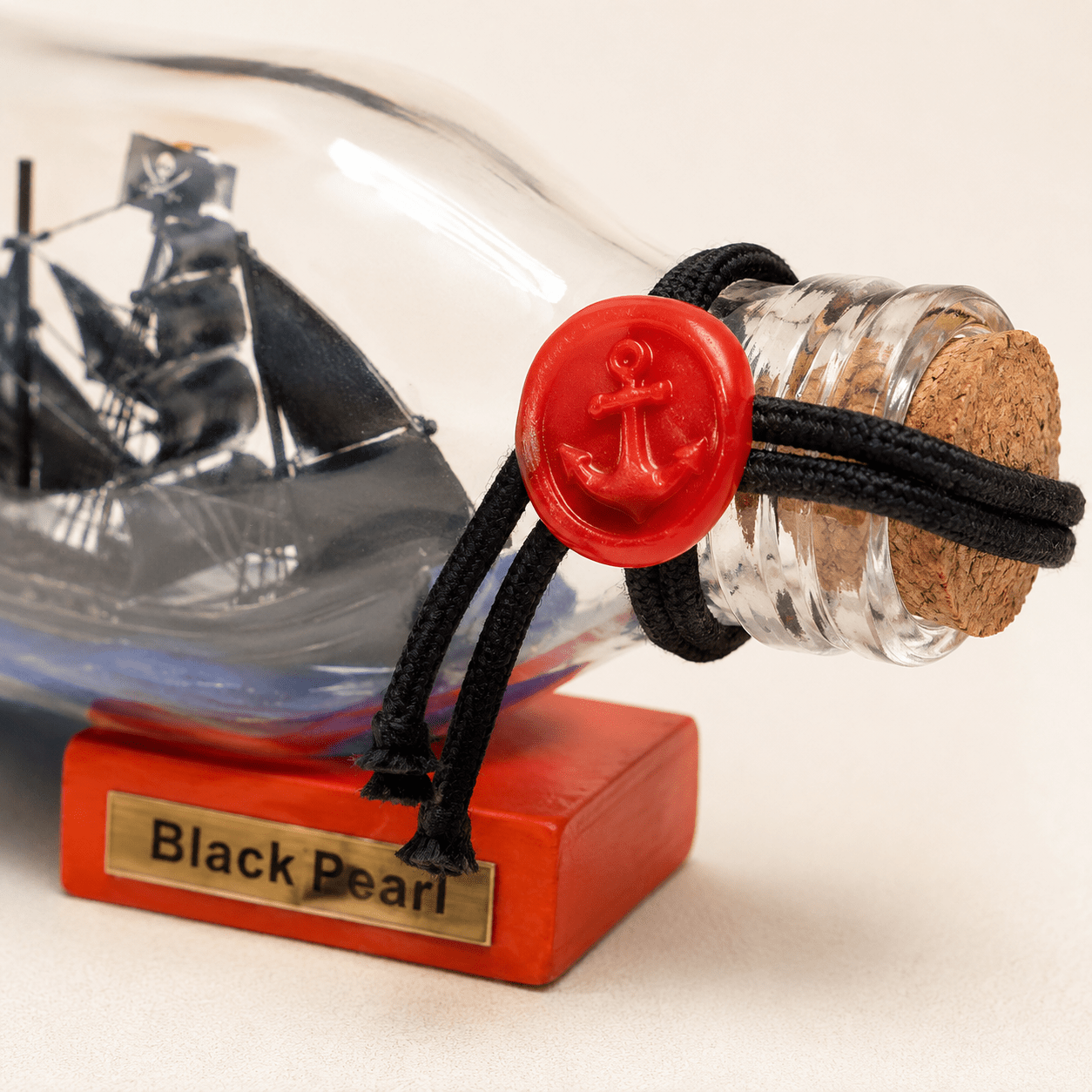 Black Pearl Ship in a Bottle – Pirate Ship Nautical Decor - Ocean Relic Studio- Handcrafted Wooden Ship Model