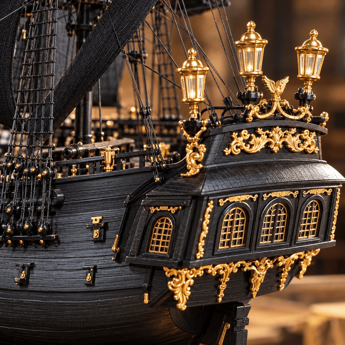 Black Pearl Wooden Ship Model – Deluxe Collection - Ocean Relic Studio