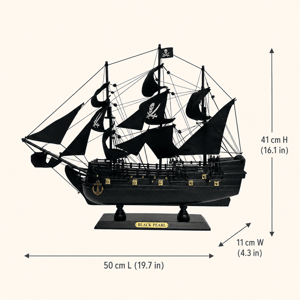 Black Pearl Wooden Ship Model – Premium 50 cm - Ocean Relic Studio