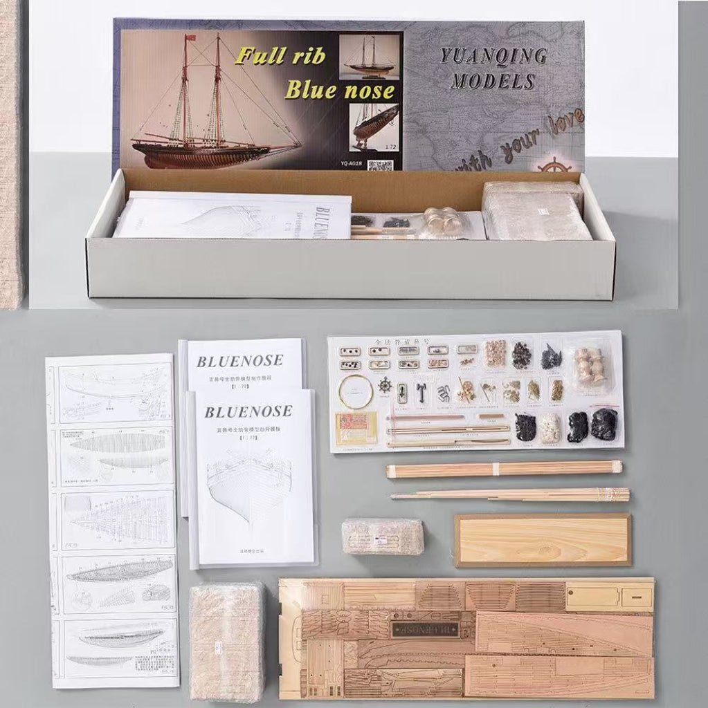 Bluenose Wooden Ship Model Kit – 1:72 Scale Canadian Schooner - Ocean Relic Studio- Handcrafted Wooden Ship Model