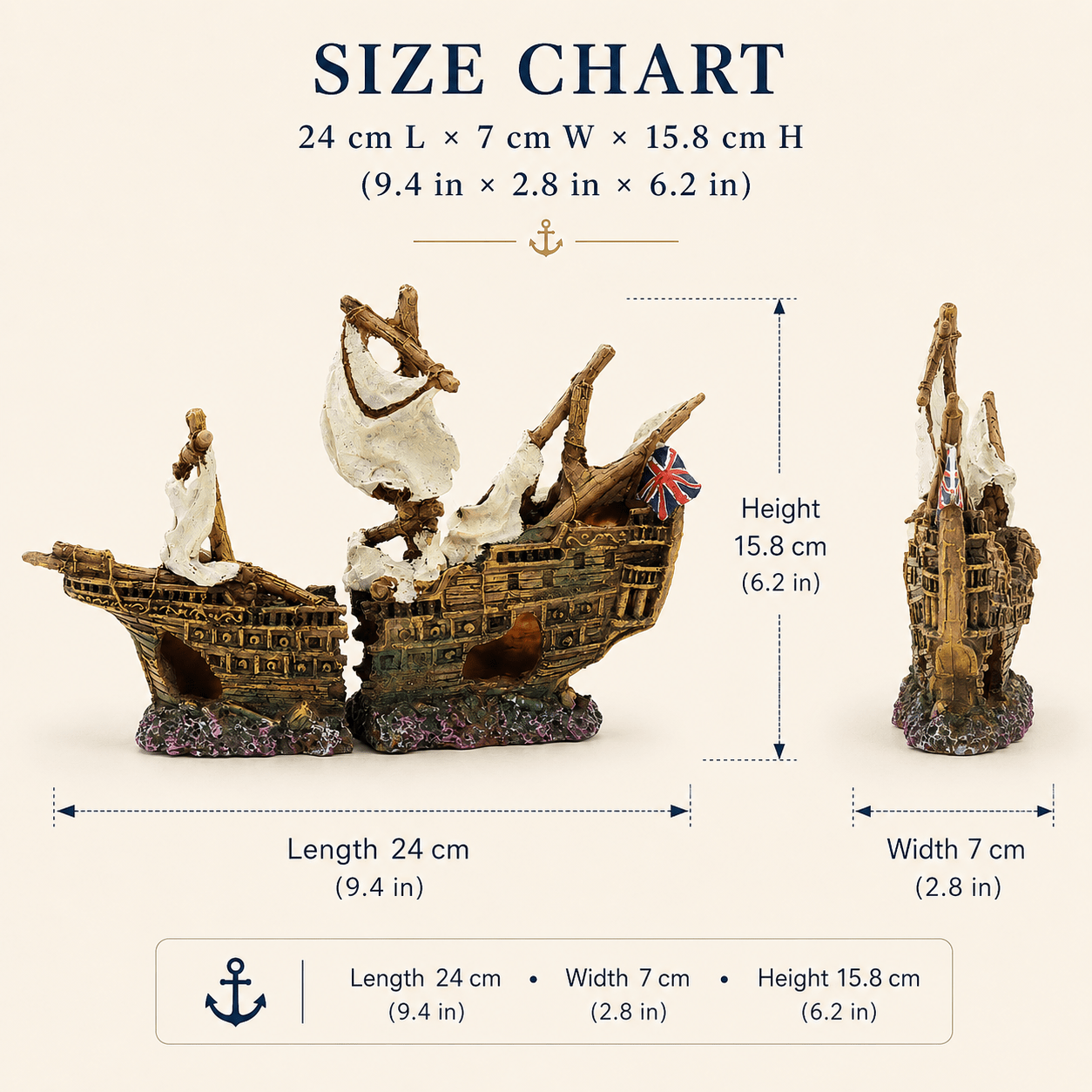 British Warship Wreck Resin Ship Model – Split Hull with Union Jack & Tattered Sails - Ocean Relic Studio- Handcrafted Wooden Ship Model