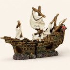 British Warship Wreck Resin Ship Model – Split Hull with Union Jack & Tattered Sails - Ocean Relic Studio- Handcrafted Wooden Ship Model