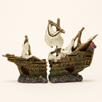 British Warship Wreck Resin Ship Model – Split Hull with Union Jack & Tattered Sails - Ocean Relic Studio- Handcrafted Wooden Ship Model