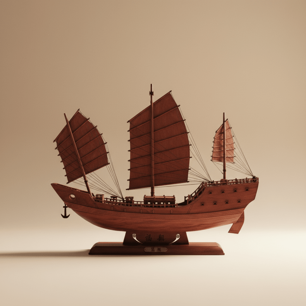 Chinese Fu Chuan Warship Model – Handcrafted Wooden Sailing Ship - Ocean Relic Studio- Handcrafted Wooden Ship Model