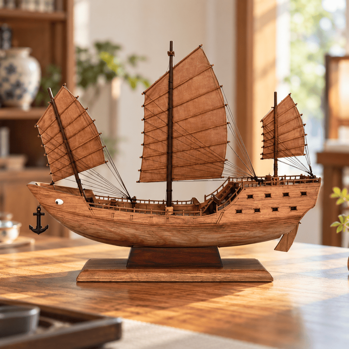 Chinese Fuchuan Wooden Ship Model – Classic 35 cm - Ocean Relic Studio