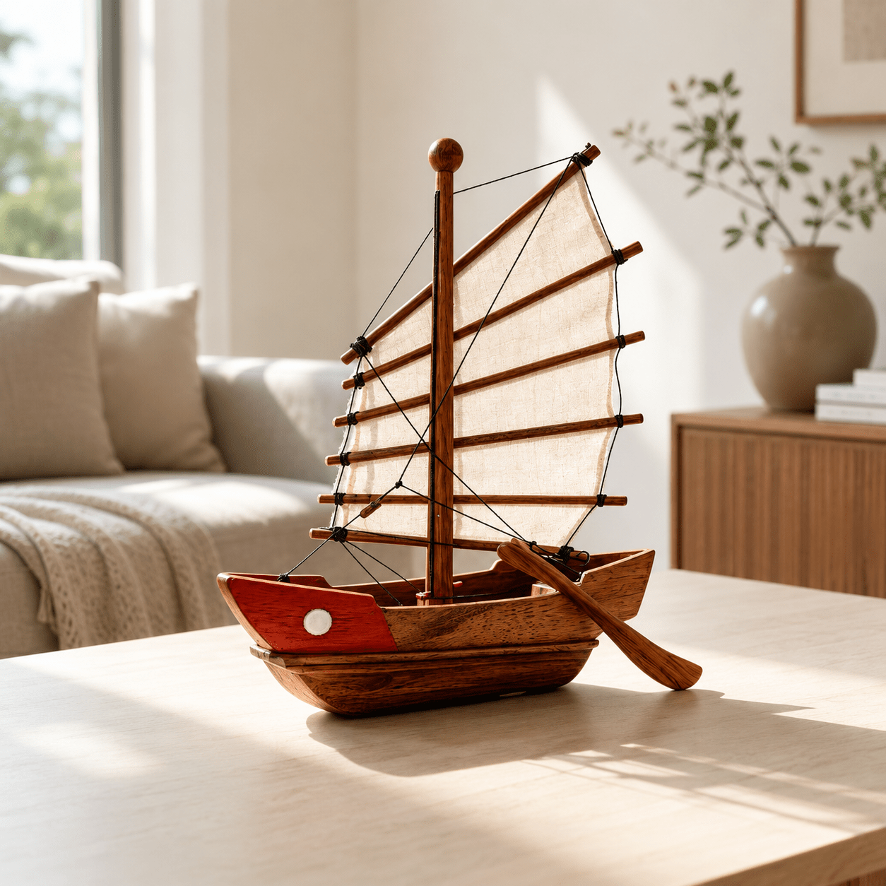 Chinese Junk Wooden Ship Model – Classic 25 cm - Ocean Relic Studio- Handcrafted Wooden Ship Model