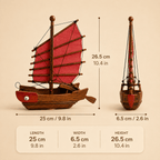Chinese Junk Wooden Ship Model – Classic 25 cm - Ocean Relic Studio- Handcrafted Wooden Ship Model