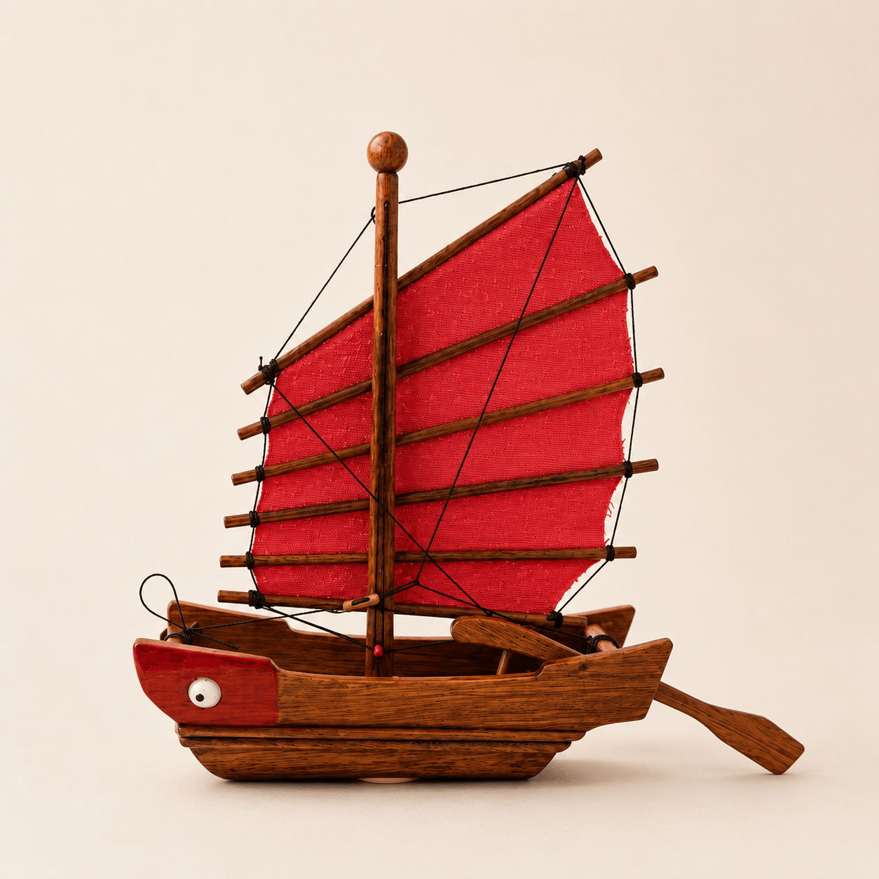 Chinese Junk Wooden Ship Model – Classic 25 cm - Ocean Relic Studio- Handcrafted Wooden Ship Model